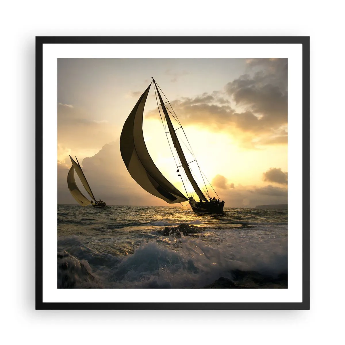 Poster în ramă neagră - Vânt în jos și în sus - 60x60 cm