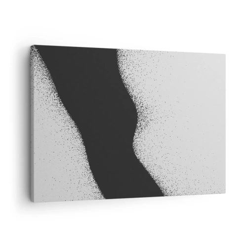 Tablou pe pânză Canvas - Model abstract alb-negru cu puncte delicate pe pânză - 70x50cm - Echilibru lichid - Decorațiune modernă pentru perete pentru living și dormitor ARTTOR