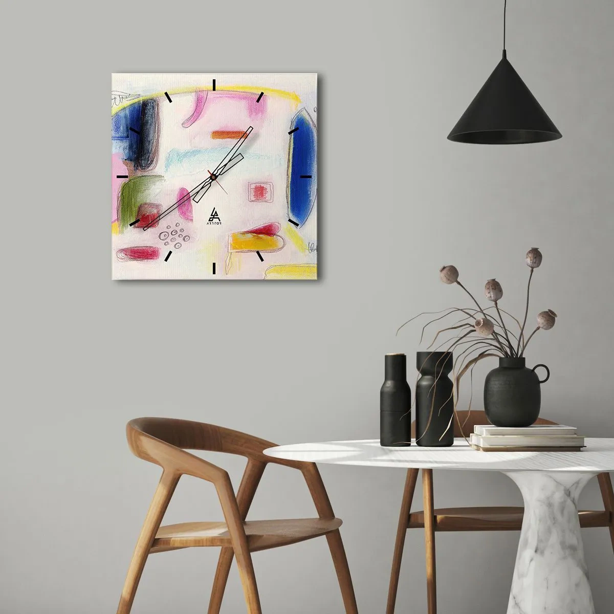 Ceas de perete - Ceas pe sticlă - Mai mult convexă decât concavă sau plată - 40x40 cm