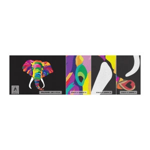 Mostră tapet Premium Canvas - Elefantul căruia îi plăcea să se scalde în curcubeu - Animale, Elefant, Imagine colorată - 100x30 cm