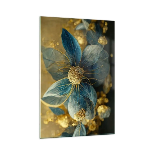 Tablou pe sticlă - Floare cu aur - 80x120 cm