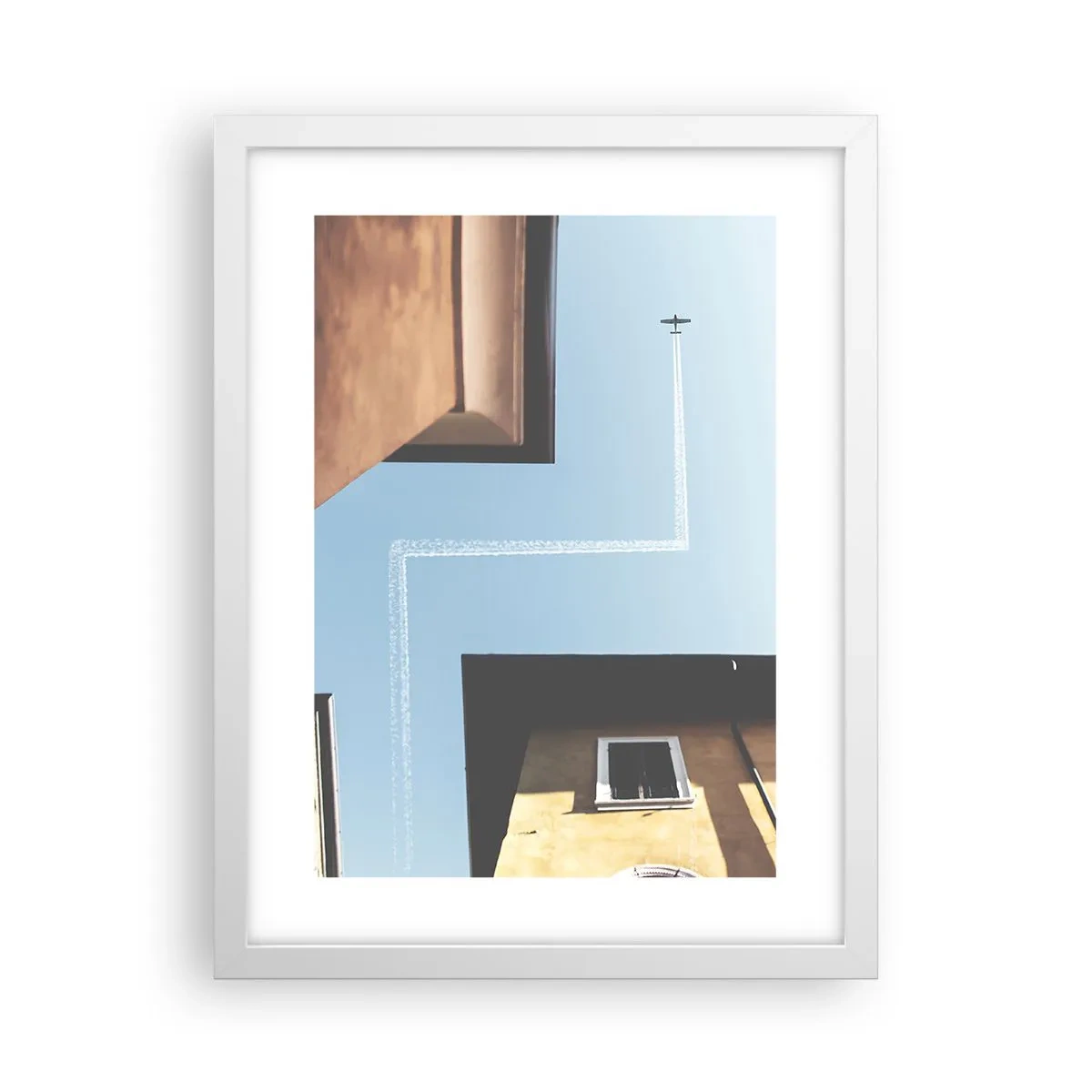 Poster în ramă albă - Deasupra labirintului urban - 30x40 cm