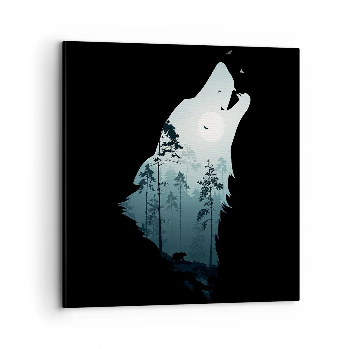 Tablou pe pânză - O voce în pădure de noapte - 70x70 cm