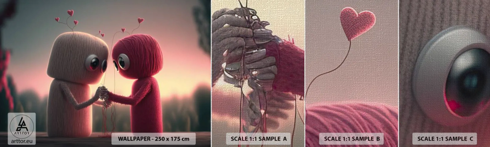 Mostră tapet Premium Canvas - Toată lumea are voie să iubească - Lână, Pentru copii, Dragoste - 100x30 cm