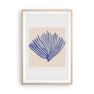 Poster în ramă de stejar deschis - Evantai albastru - 61x91 cm