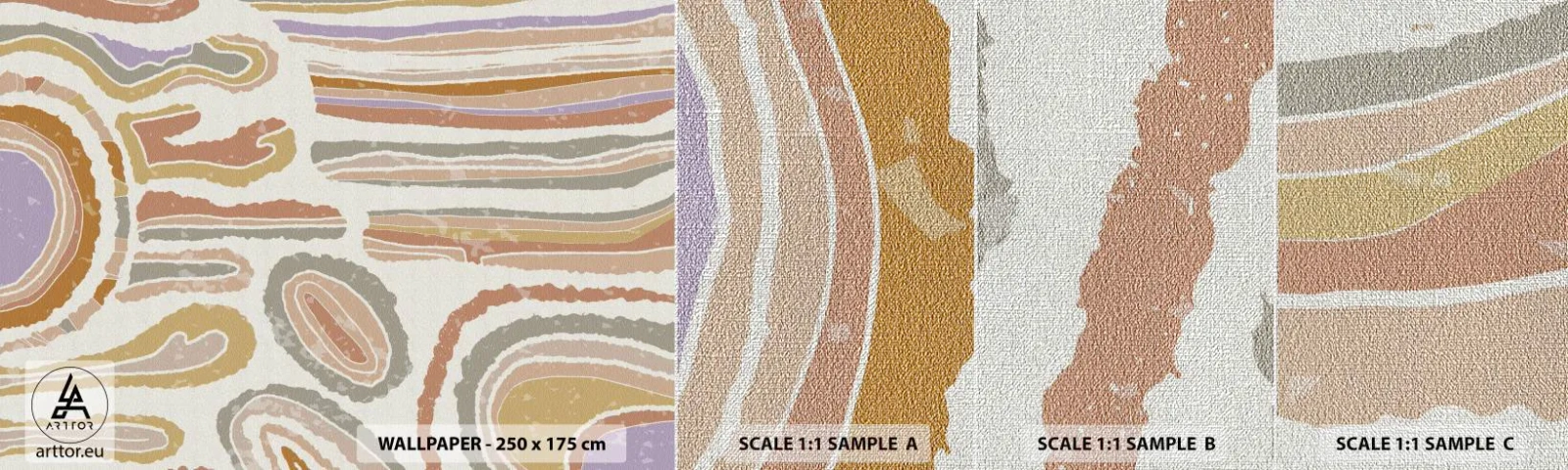 Mostră tapet Premium Canvas - Secțiuni colorate - Pastel, Boho, Minimalist - 100x30 cm