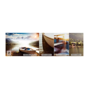 Mostră tapet Premium Canvas - Peste apa mare și limpede - Peisaj, Lac, Munţi - 100x30 cm