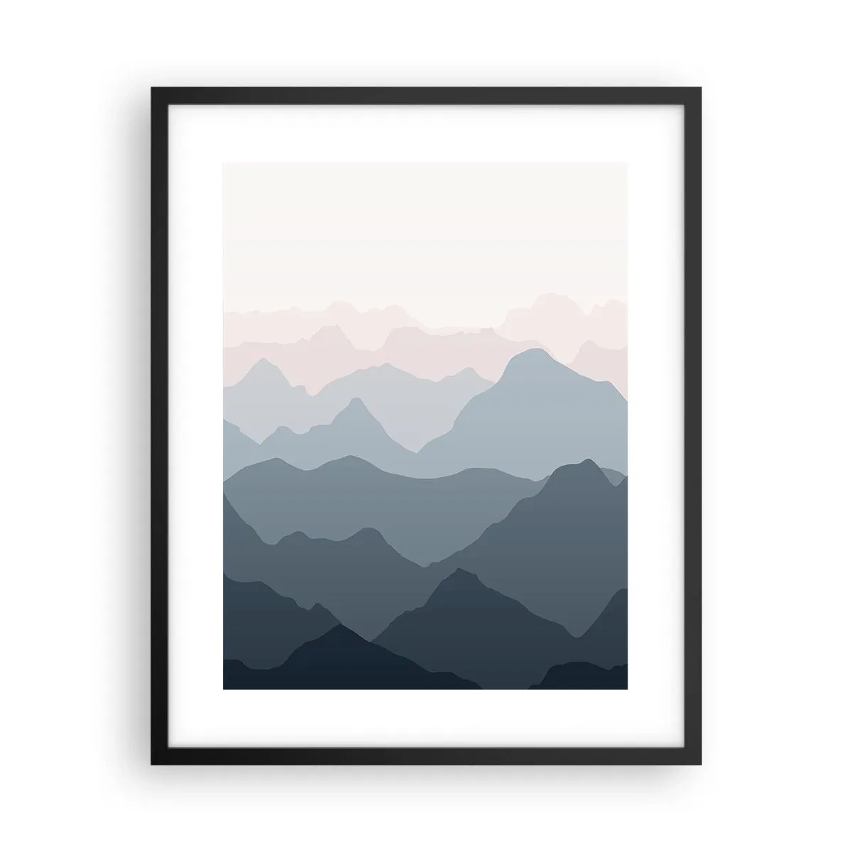 Poster în ramă neagră - Valuri de munți - 40x50 cm