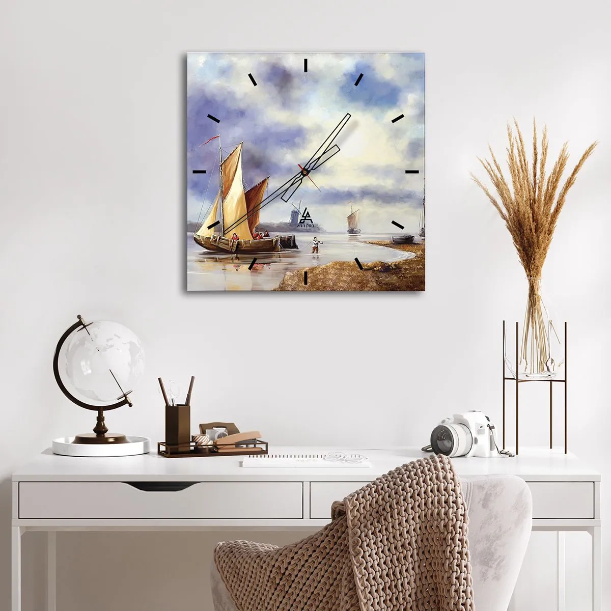 Ceas de perete - Ceas pe sticlă - Întoarcerea marinarilor - 30x30 cm