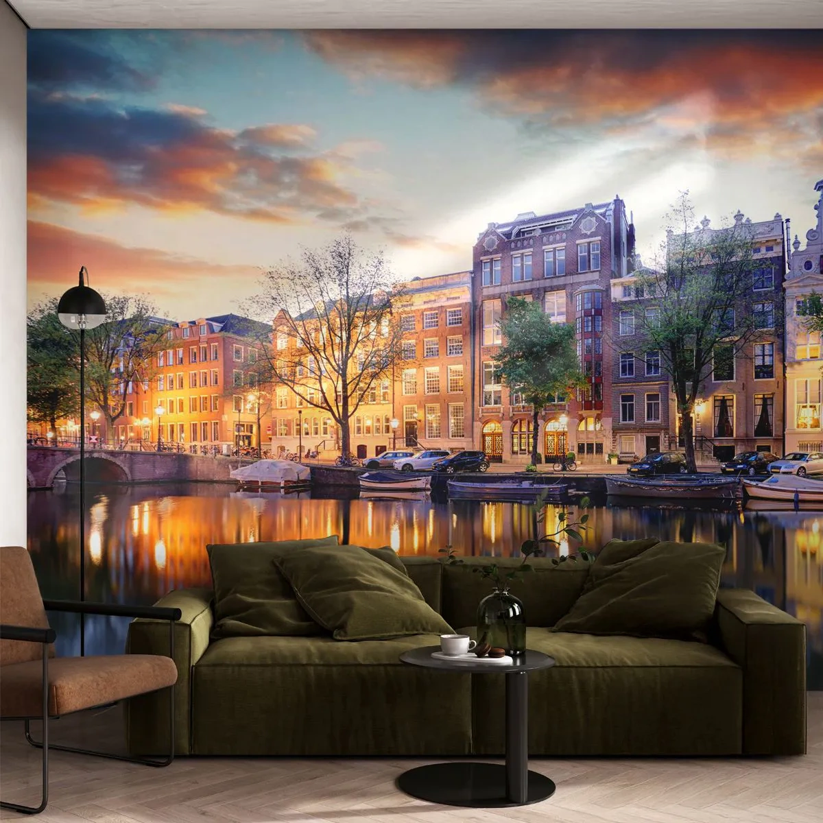 Tapet Premium Canvas - Frumusețe olandeză sobră și calmă - Oraș, Arhitectură, Amsterdam - 500x350 cm