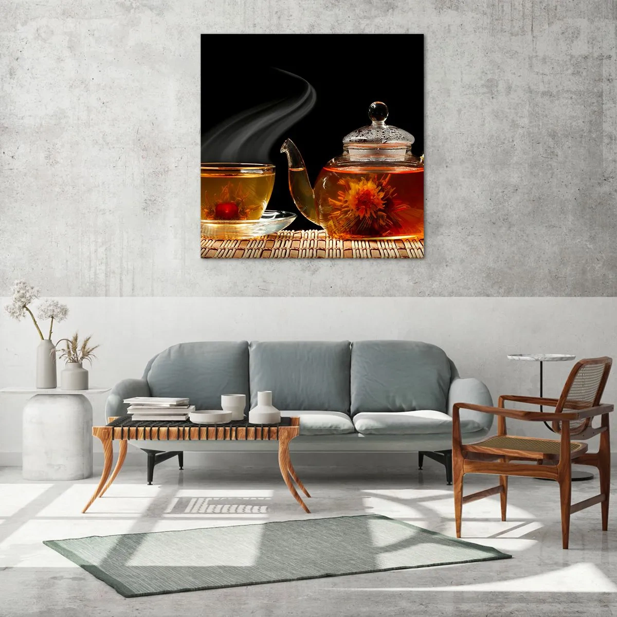 Tablou pe sticlă - Magia și arta preparării ceaiului - 70x70 cm