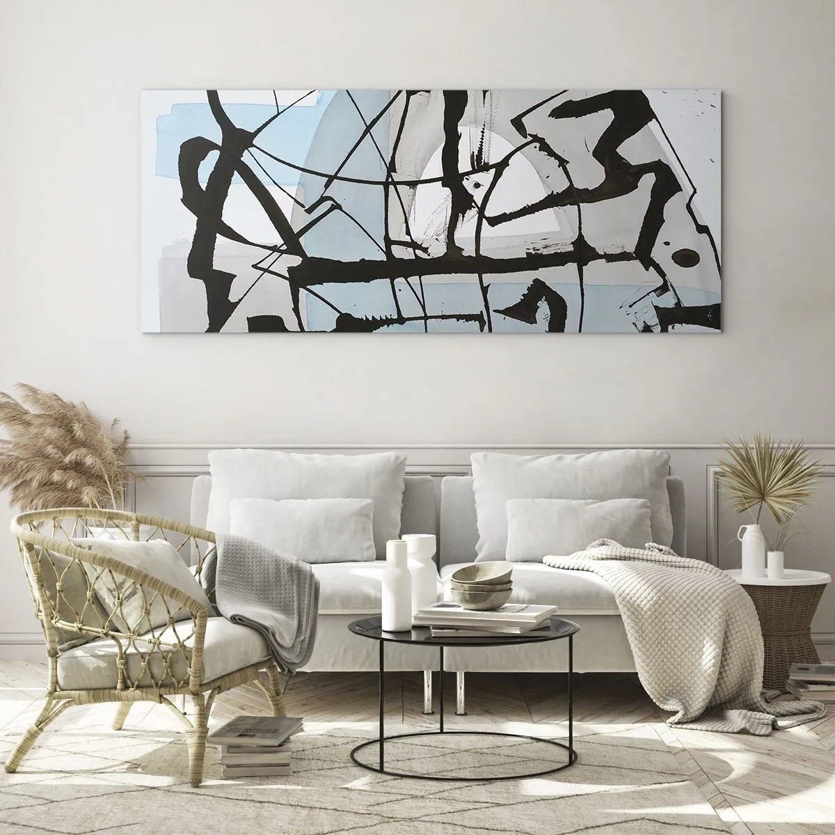 Tablou pe sticlă - Cu toate acestea, albastru - 160x50 cm