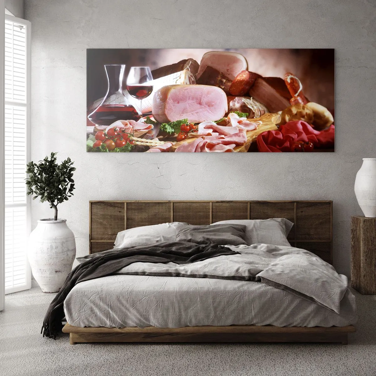 Tablou pe sticlă - Un vis culinar cu o carafă - 160x50 cm