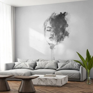 Tapet Premium Sand - La ce visează frumoasa - Portretul unei femei, Chipul de femeie, Abstracția - 200x140 cm