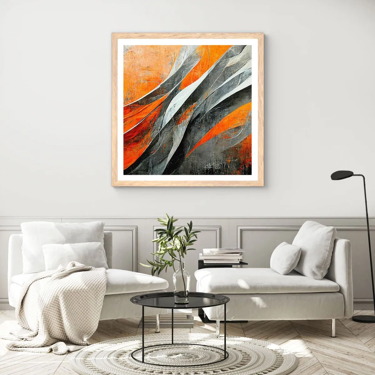 Poster în ramă de stejar deschis - Căldură și frig - 40x40 cm