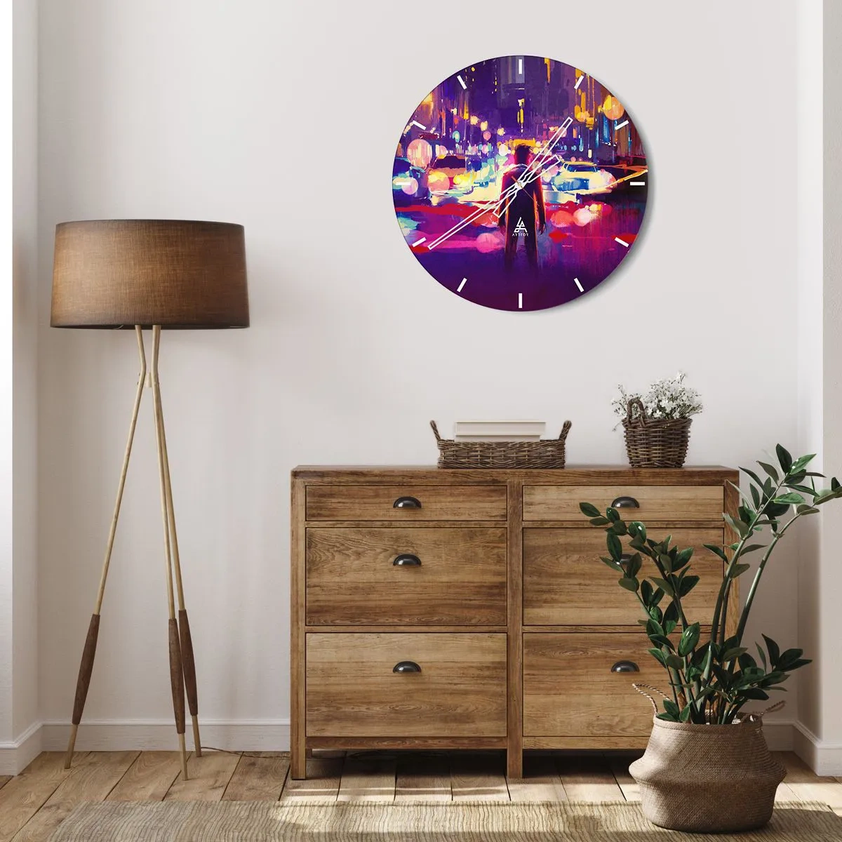 Ceas de perete - Ceas pe sticlă - Scufundat în lumină - 30x30 cm