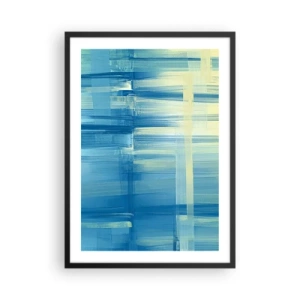 Poster în ramă neagră - Compoziție abstractă în nuanțe de albastru și galben - 50x70cm - Compoziție în turcoaz - Decorațiune modernă pentru perete pentru living și dormitor ARTTOR