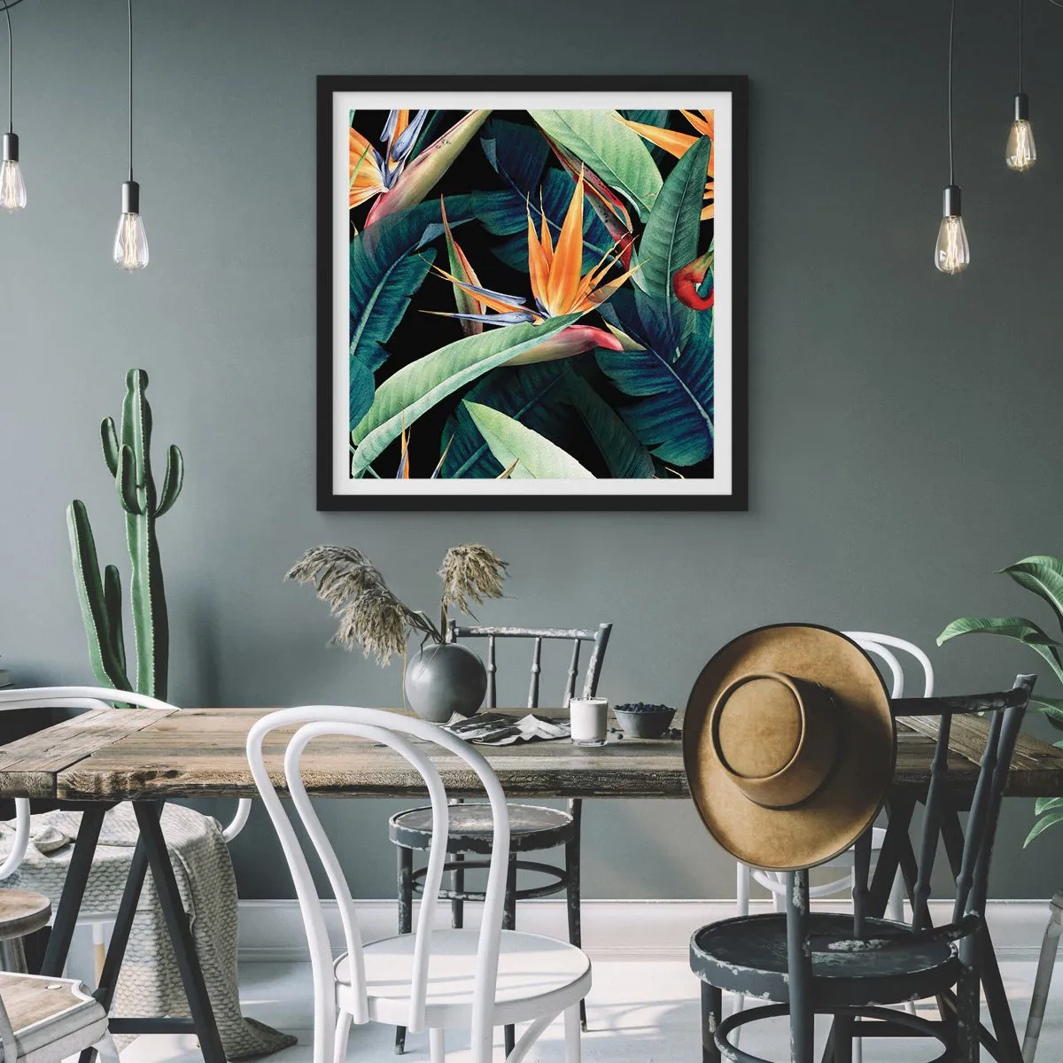 Poster în ramă neagră - Florile de flacără ale tropicelor - 30x30 cm