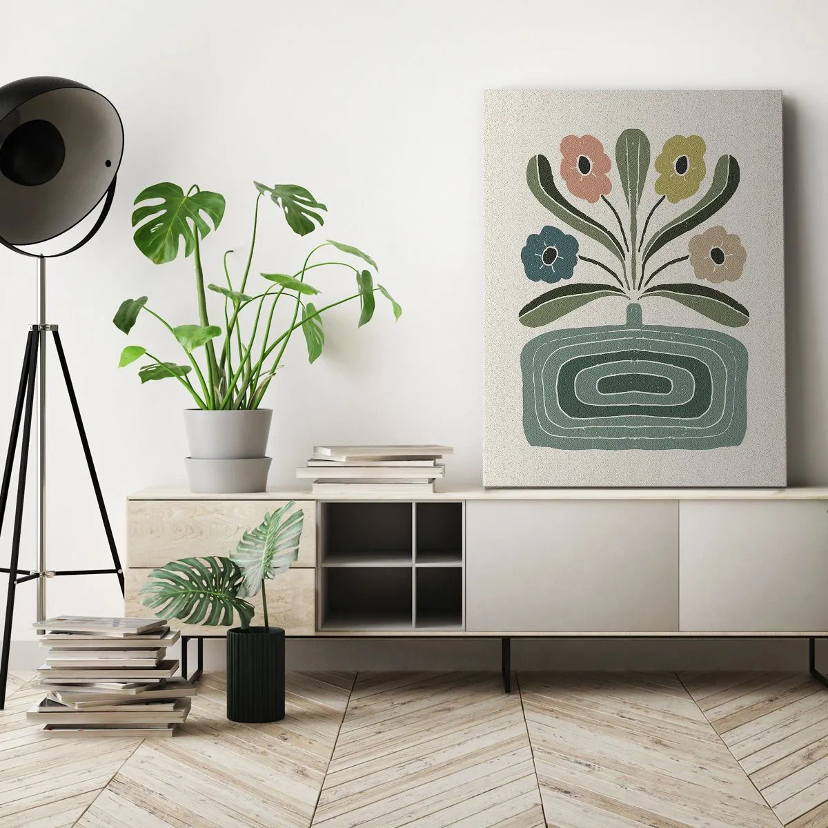 Tablou pe pânză - Buchet simetric - 55x100 cm