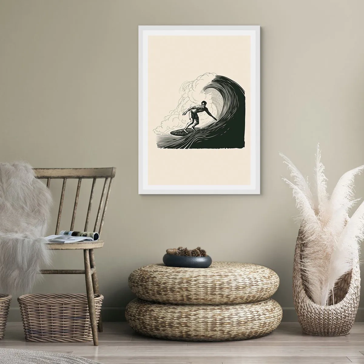 Poster în ramă albă - Regele valului - 61x91 cm