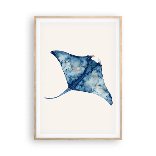 Poster în ramă de stejar deschis - Viața în albastru - 70x100 cm