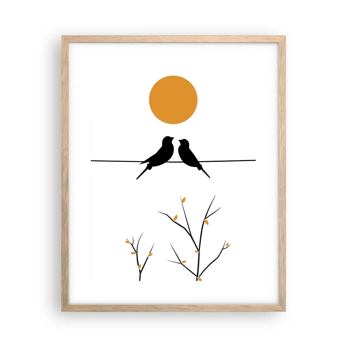 Poster în ramă de stejar deschis - Seară cu privighetori - 40x50 cm