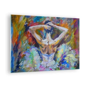 Tablou pe sticlă - O balerină într-un stil expresiv, colorat și pictural - 70x50cm - Ar putea fi orice - Decorațiune modernă pentru perete pentru living și dormitor ARTTOR