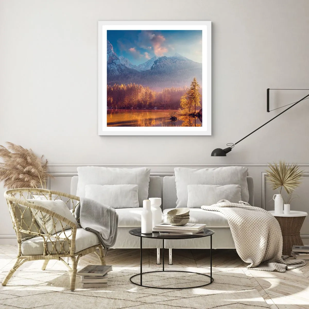 Poster în ramă albă - La munte și la deal - 40x40 cm