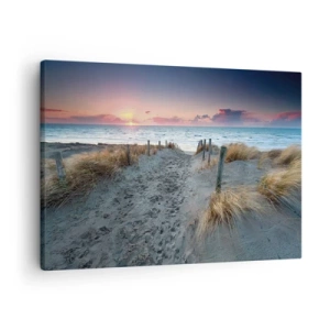 Tablou pe pânză Canvas - Calea care duce la plajă la apus - 70x50cm - Ai revărsat un curcubeu cu splendoare radiantă... - Decorațiune modernă pentru perete pentru living și dormitor ARTTOR