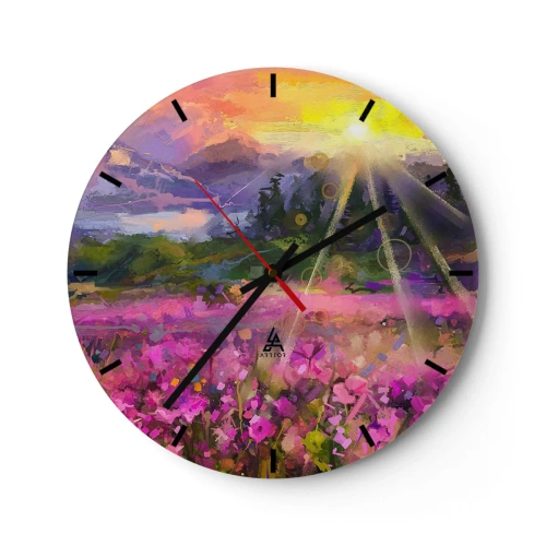 Ceas de perete - Ceas pe sticlă - Într-o vale sub protecția soarelui - 40x40 cm