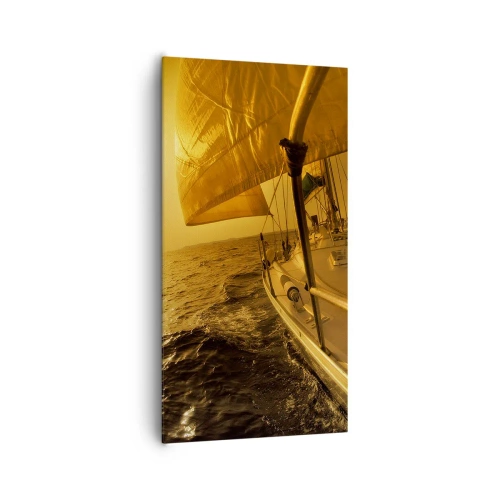 Tablou pe pânză - O seară aurie după o zi multicoloră - 65x120 cm