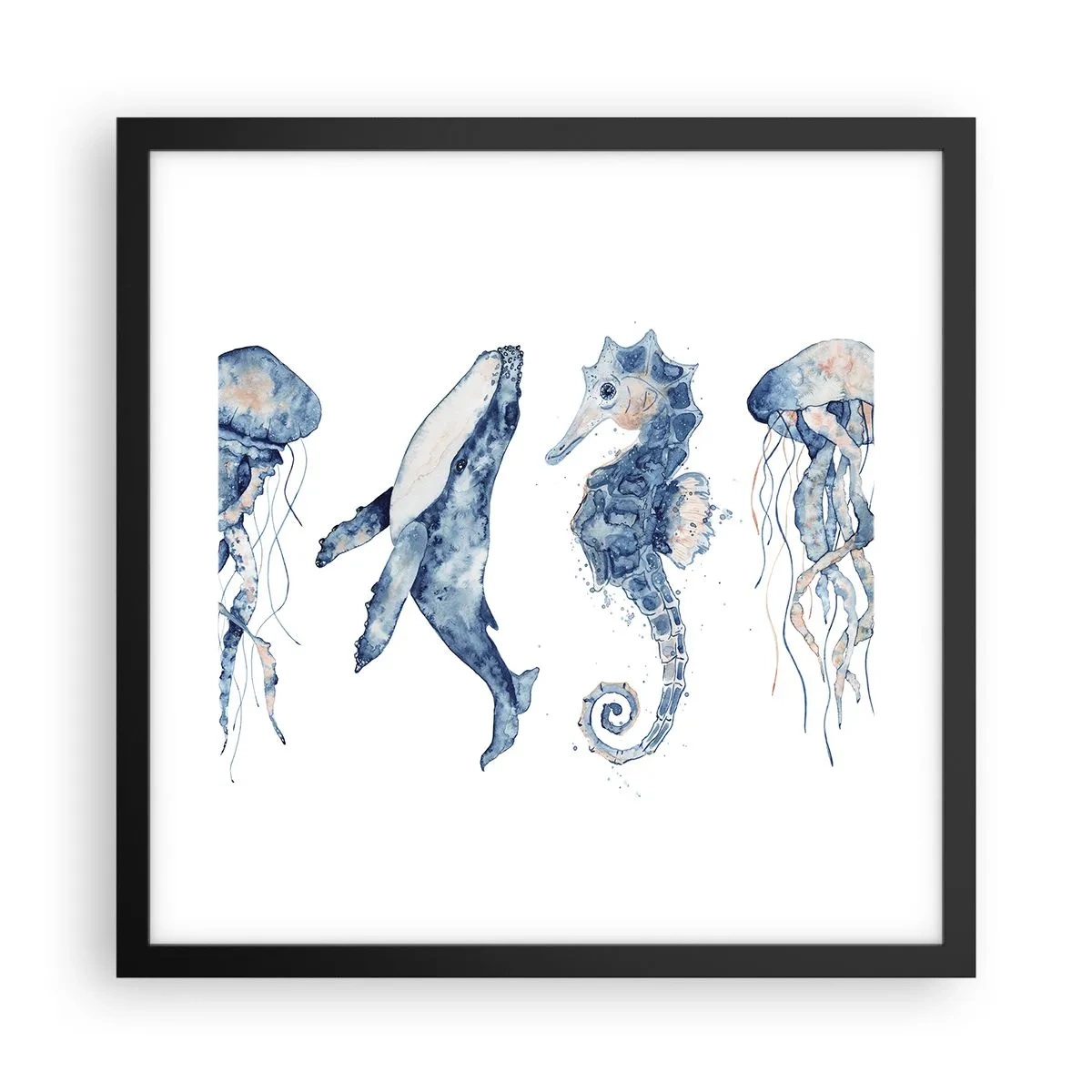 Poster în ramă neagră - Fauna marină sălbatică - 40x40 cm
