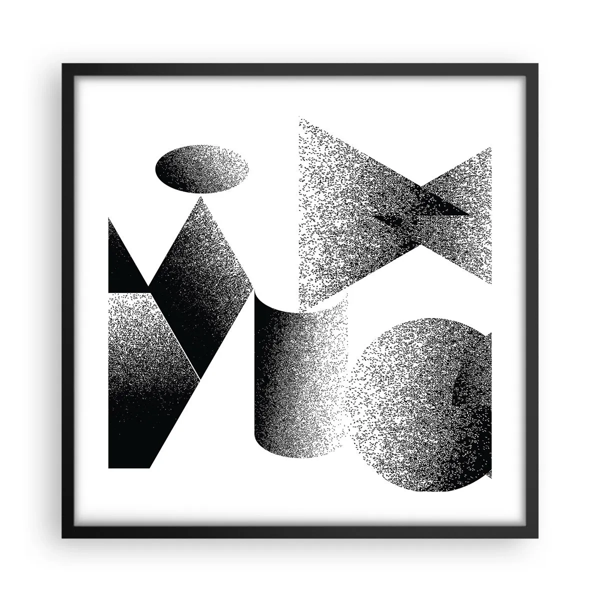 Poster în ramă neagră - Unghiuri și ovale - 50x50 cm