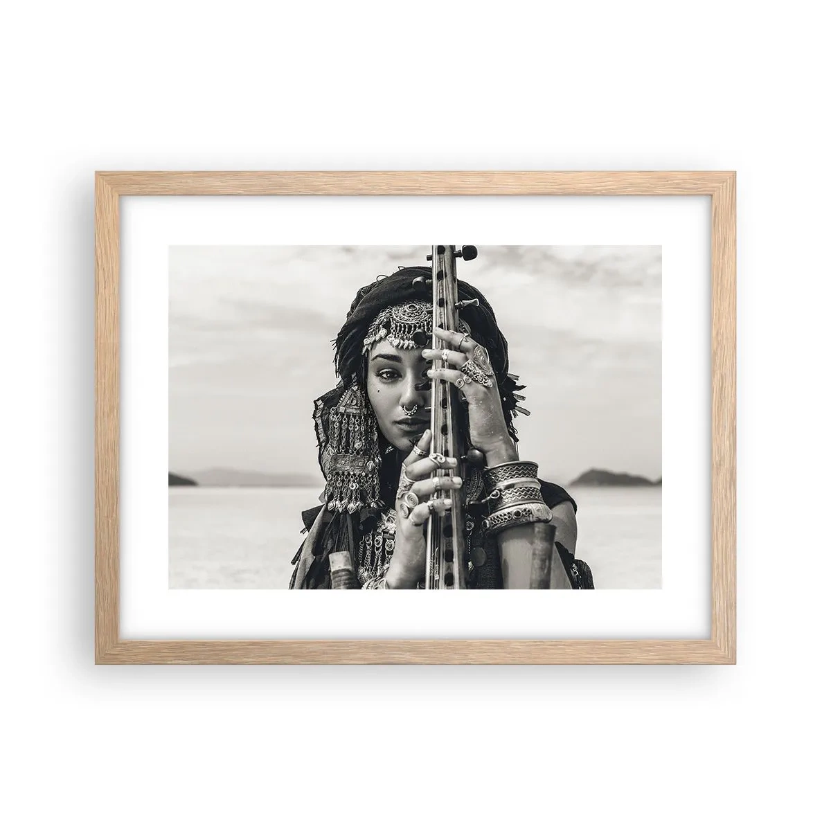 Poster în ramă de stejar deschis - Muzica orientală în sine - 40x30 cm