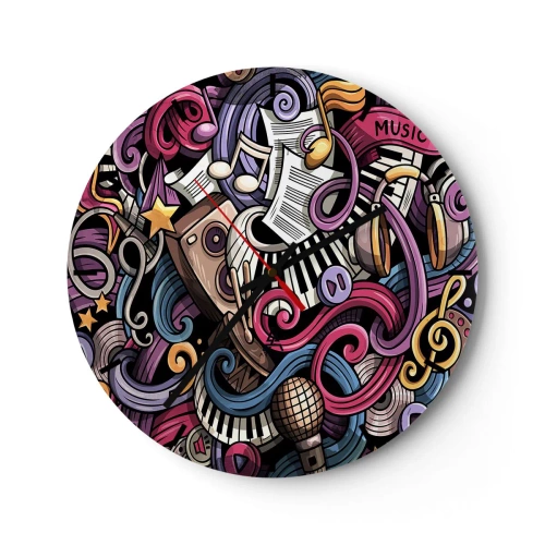 Ceas de perete - Ceas pe sticlă - Melodie complicată - 40x40 cm