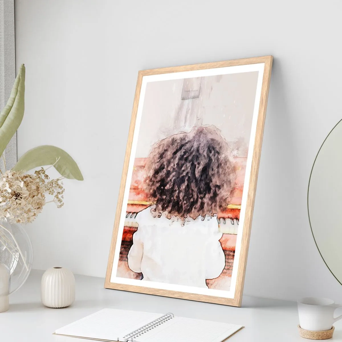 Poster în ramă de stejar deschis - Într-o lume a muzicii - 30x40 cm