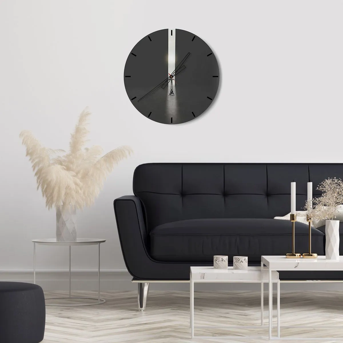 Ceas de perete - Ceas pe sticlă - Silueta unui bărbat într-un spațiu luminos într-un spațiu întunecat - 30x30cm - Un pas spre un viitor luminos - Decorațiune modernă pentru perete pentru living, bucătărie și dormitor ARTTOR