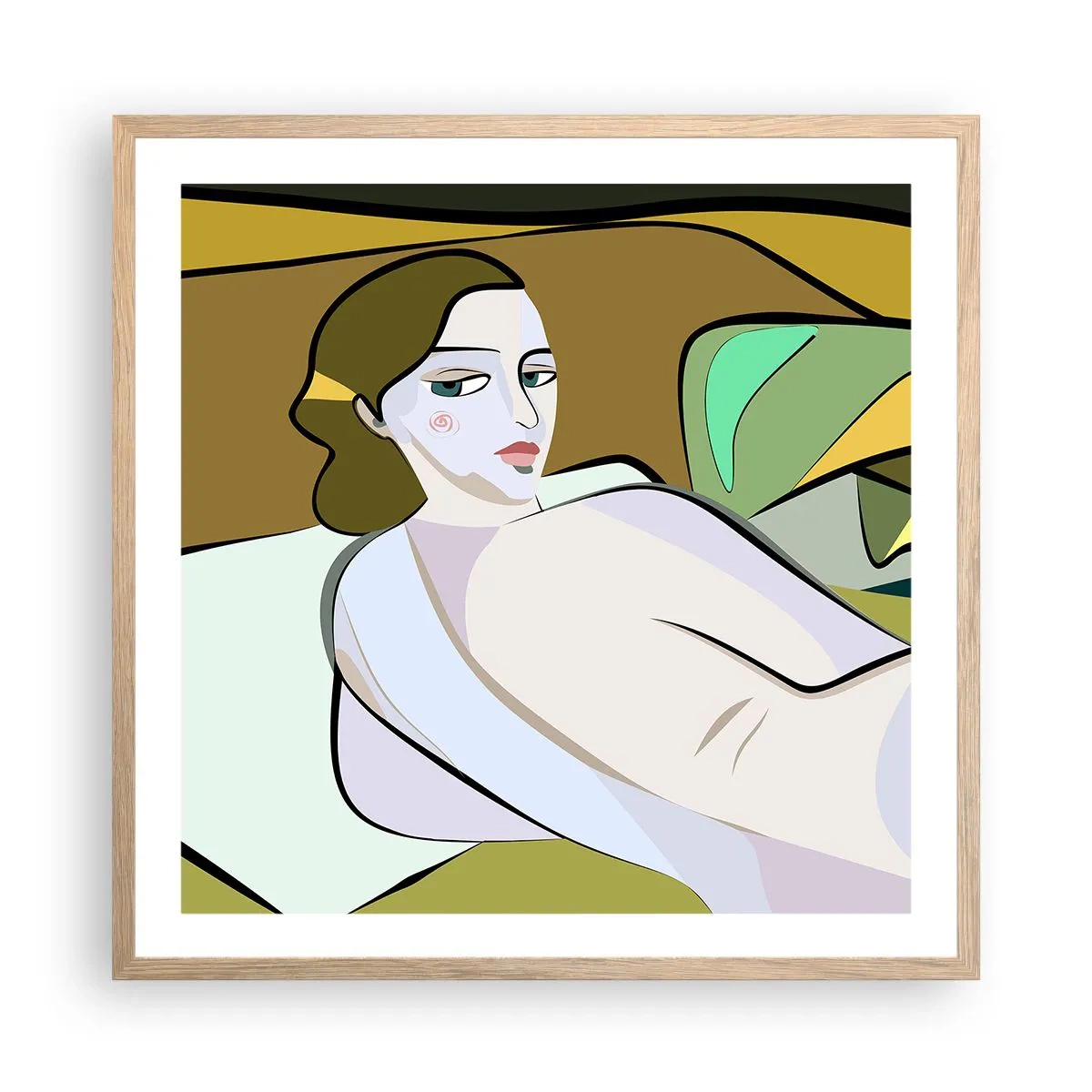 Poster în ramă de stejar deschis - Portret intim - 60x60 cm