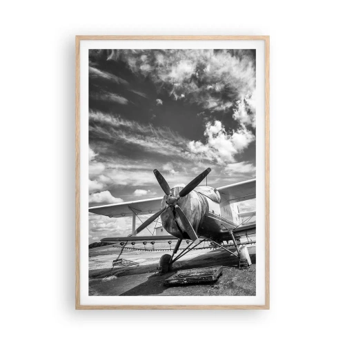 Poster în ramă de stejar deschis - Abia aștept! - 70x100 cm