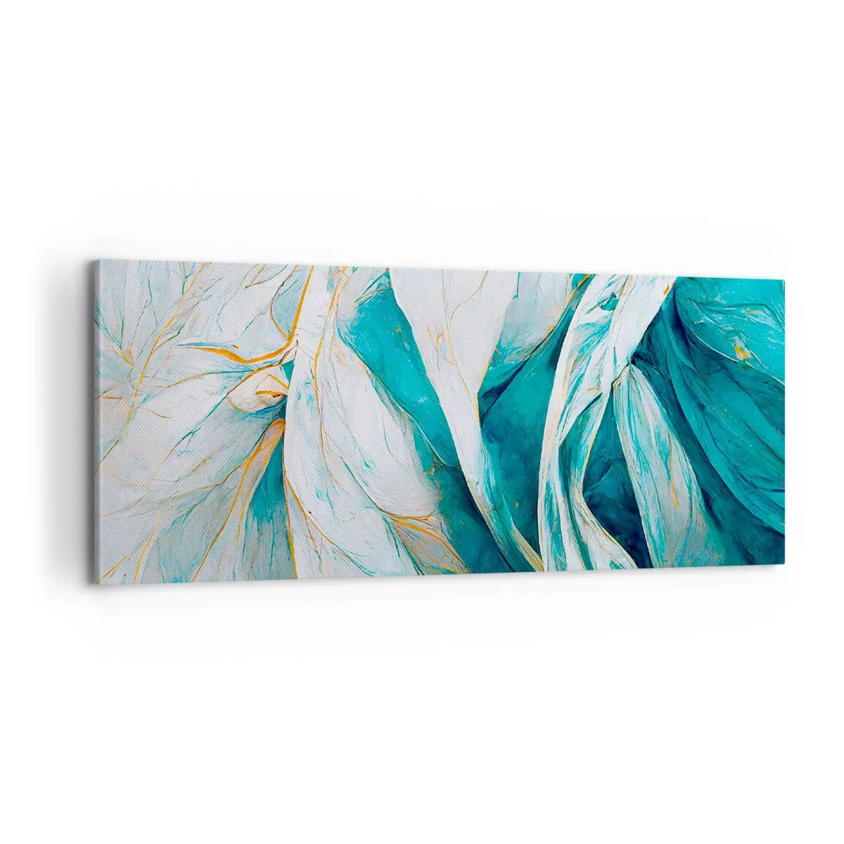 Tablou pe pânză - Abstractul albastru cu motiv auriu - 100x40 cm