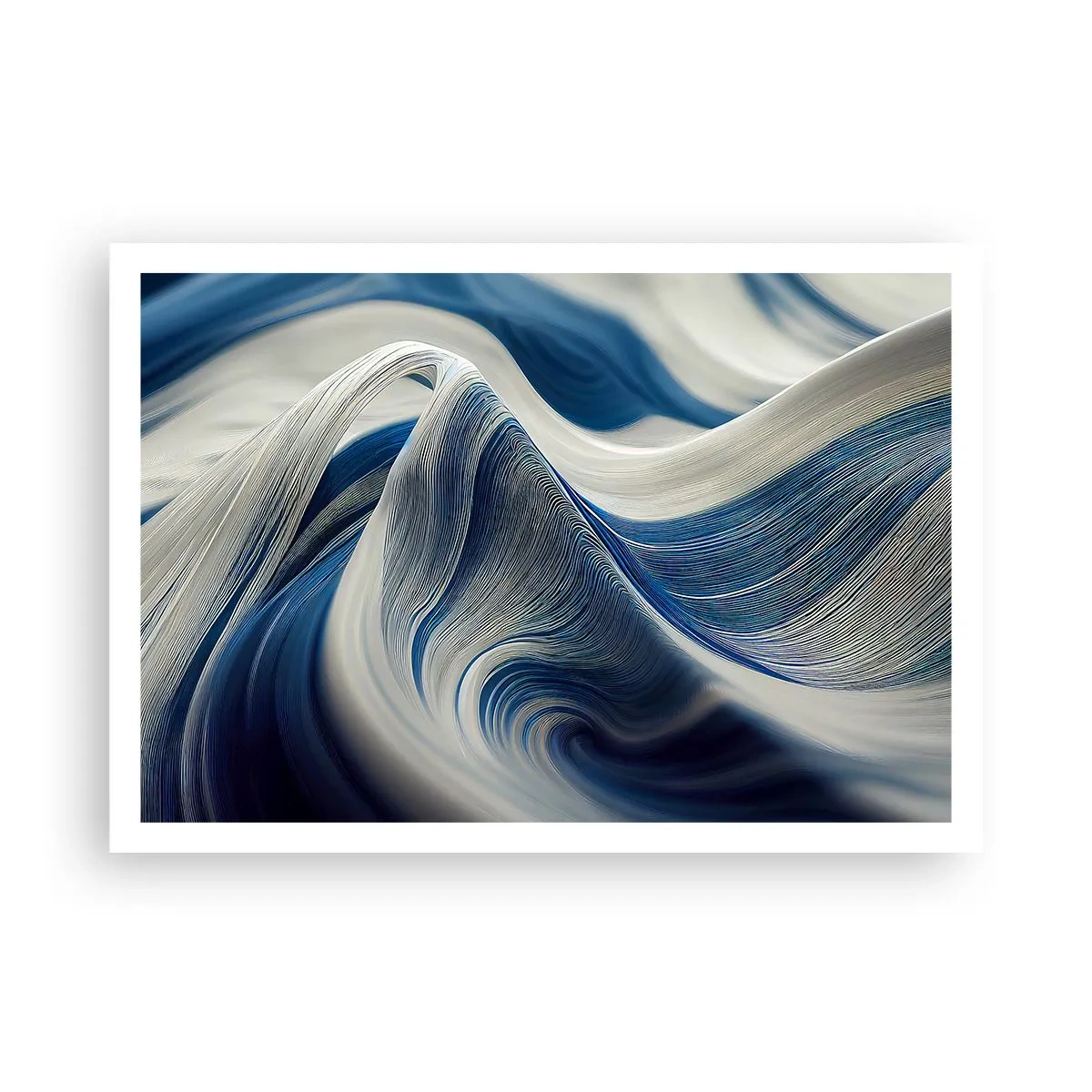 Poster - Fluiditate de albastru și alb - 100x70 cm