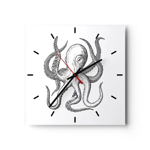 Ceas de perete - Ceas pe sticlă - Dansând cu valurile - 30x30 cm