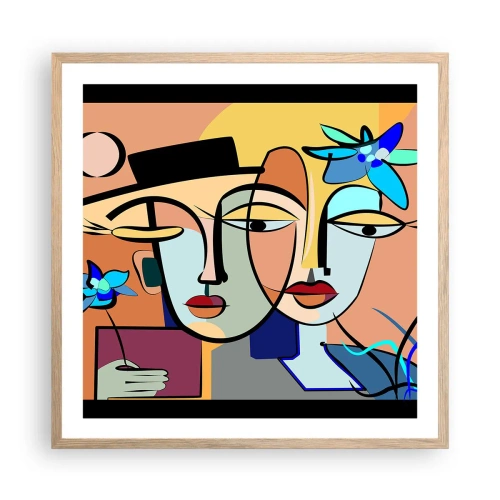 Poster în ramă de stejar deschis - Întâlnire cu Picasso - 60x60 cm