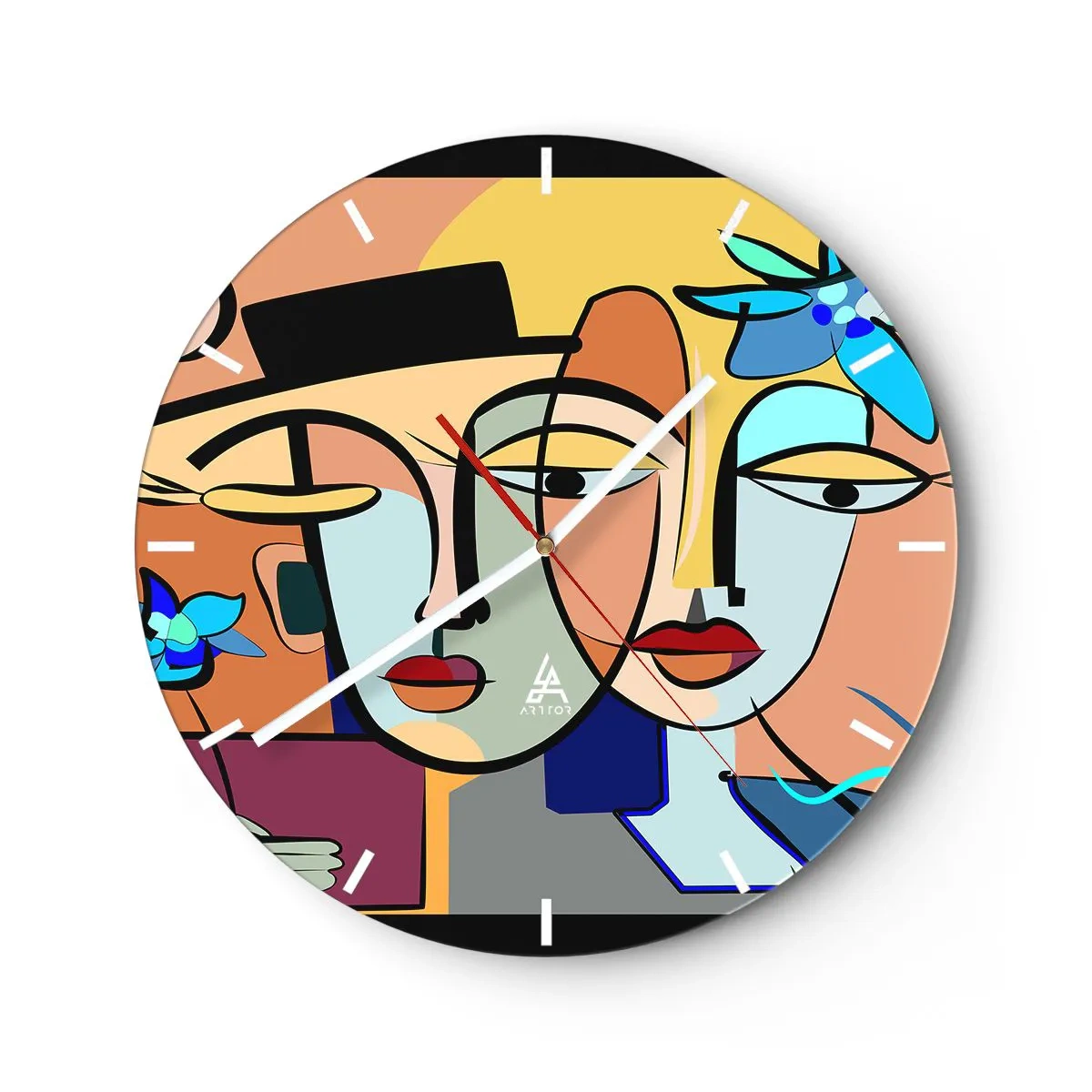 Ceas de perete - Ceas pe sticlă - Întâlnire cu Picasso - 40x40 cm