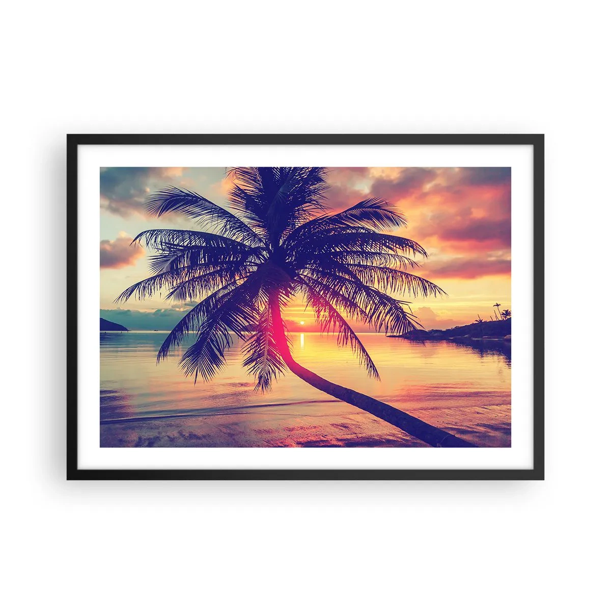 Poster în ramă neagră - O seară sub palmieri - 70x50 cm