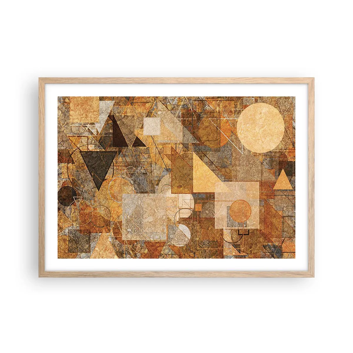 Poster în ramă de stejar deschis - Studiu cubist de bronz - 70x50 cm