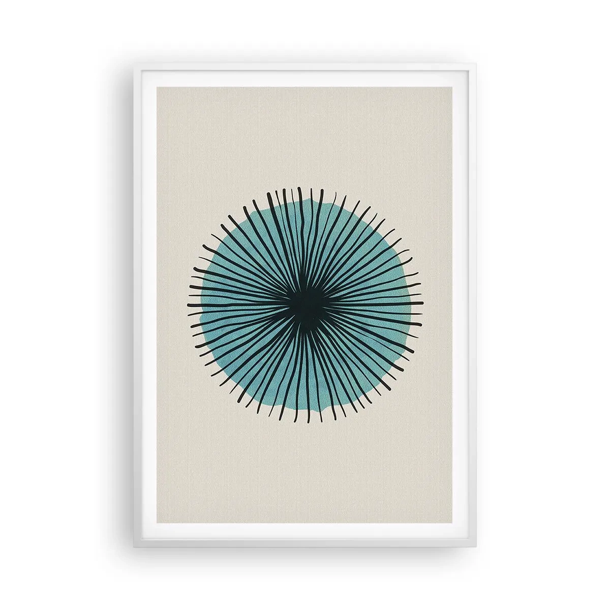 Poster în ramă albă - Radiant pe albastru - 70x100 cm