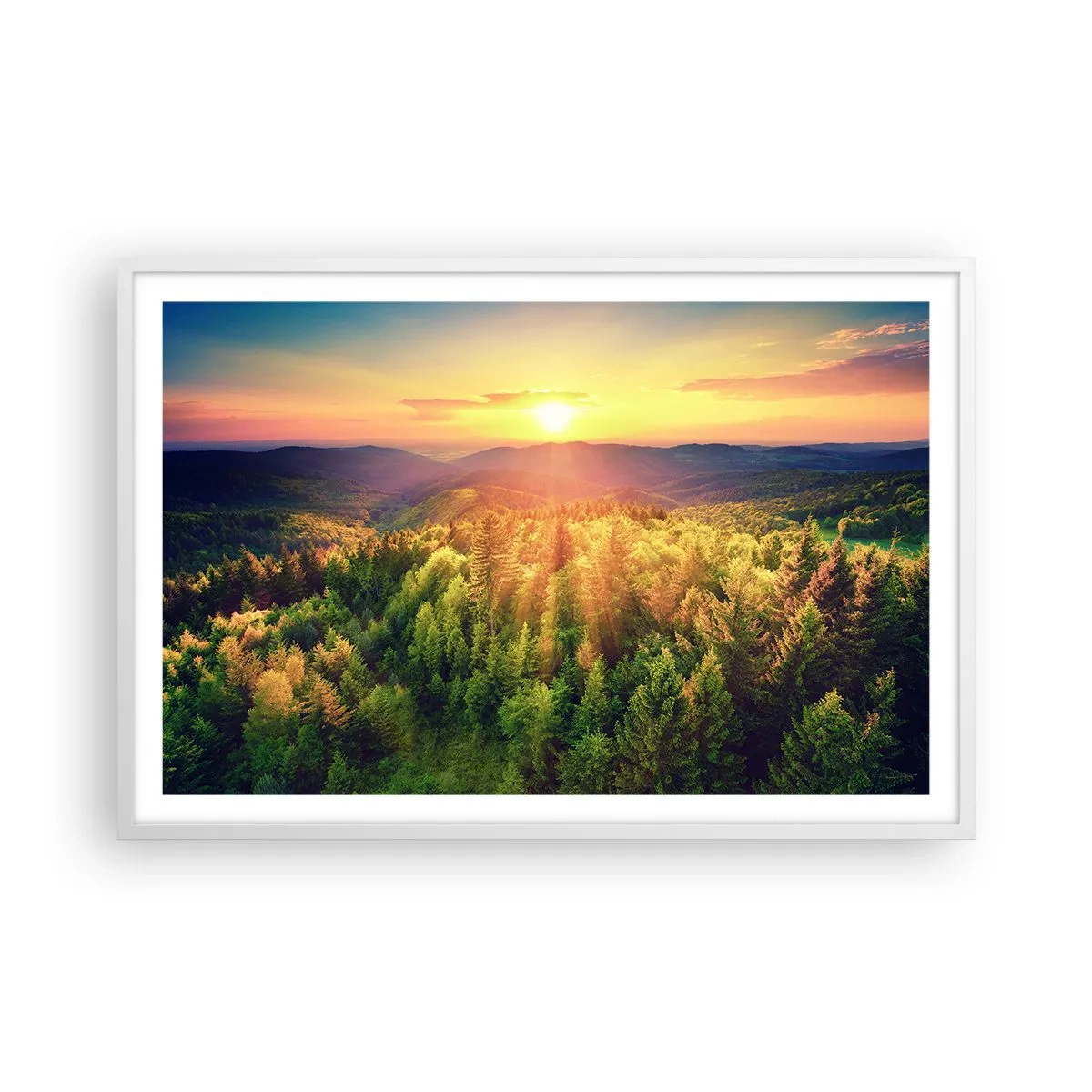 Poster în ramă albă - Vârfuri și culmi - 91x61 cm