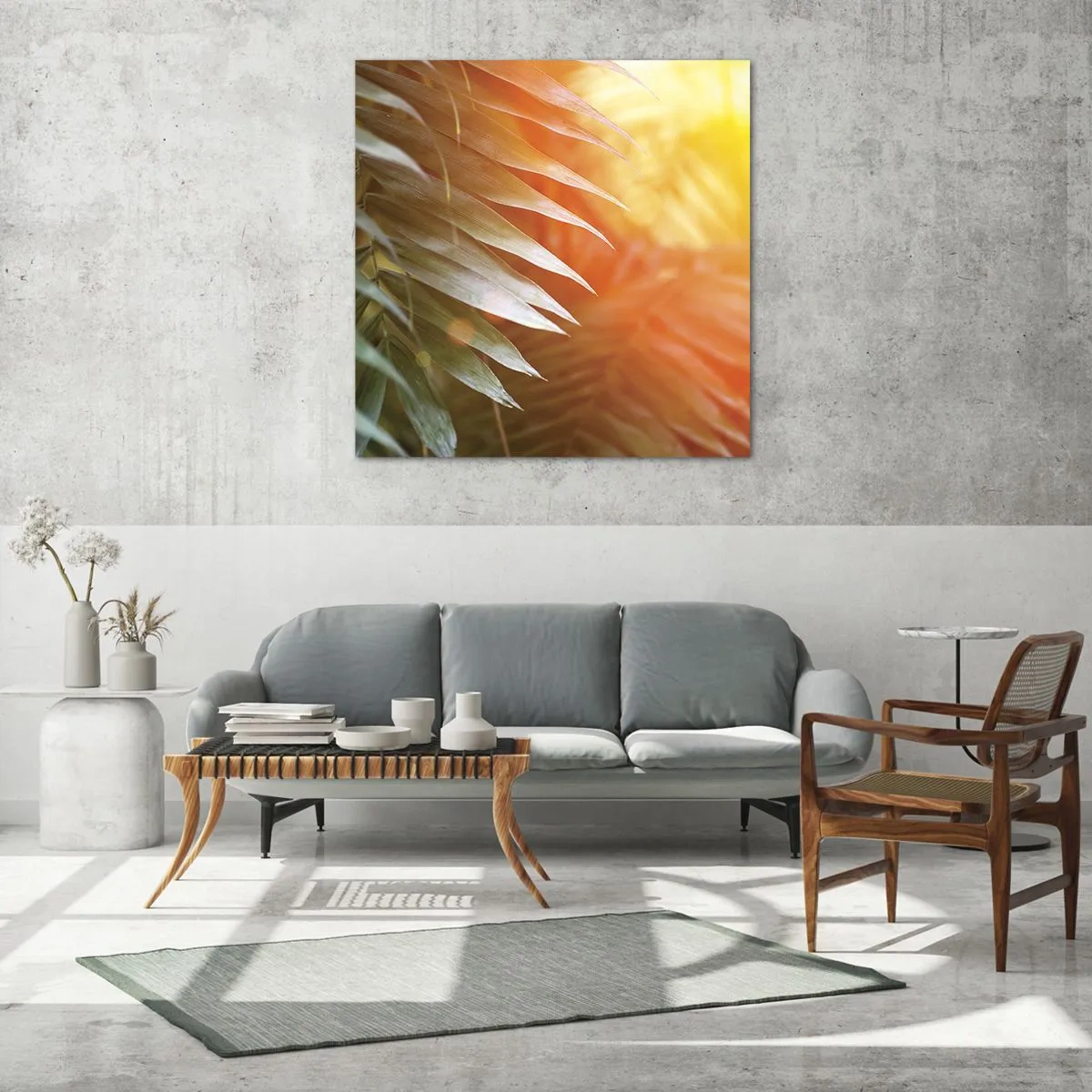 Tablou pe sticlă - Dimineață în junglă - 60x60 cm