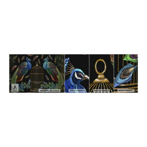 Mostră tapet autocolant Deluxe Sticker - În veșmânt regal - Abstracția, Păun, Pana de paun - 100x30 cm